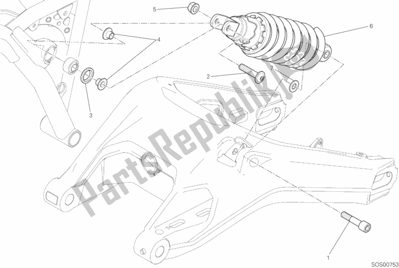 All parts for the Sospensione Posteriore of the Ducati Scrambler Urban Enduro Thailand 803 2016